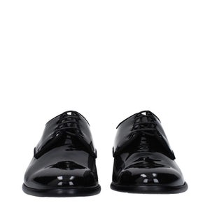 Schwarze Leder Oxfords und Derbies