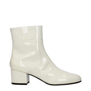 Beige Lederstiefeletten