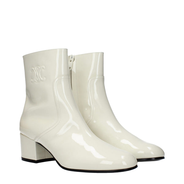 Beige Lederstiefeletten