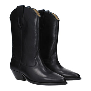 Schwarze Lederstiefeletten