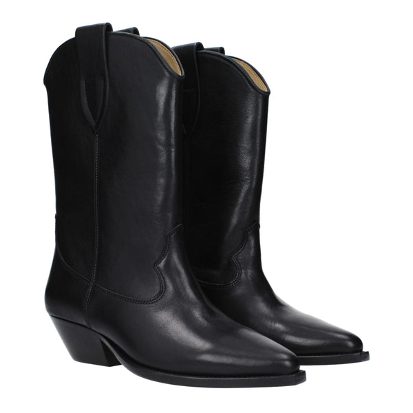 Schwarze Lederstiefeletten
