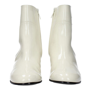 Beige Lederstiefeletten