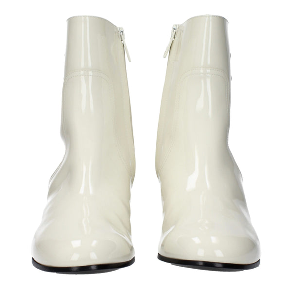Beige Lederstiefeletten