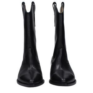 Schwarze Lederstiefeletten