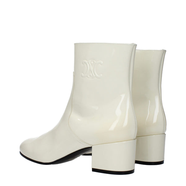 Beige Lederstiefeletten