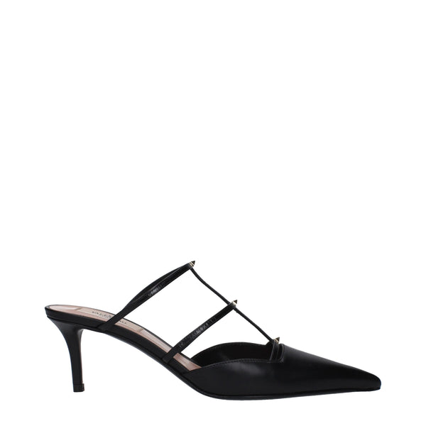Flache Ledersandalen in Schwarz