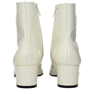 Beige Lederstiefeletten