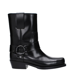 Schwarze Lederstiefeletten