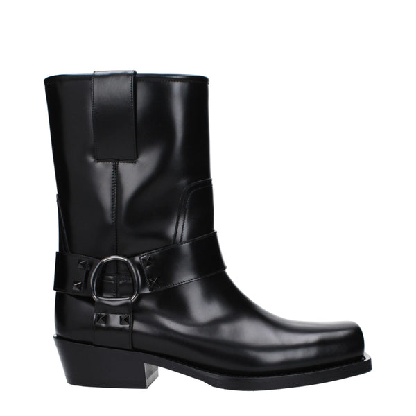 Schwarze Lederstiefeletten