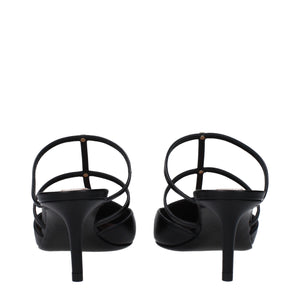 Flache Ledersandalen in Schwarz