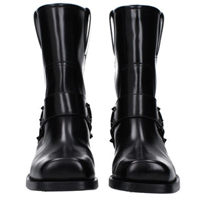 Schwarze Lederstiefeletten
