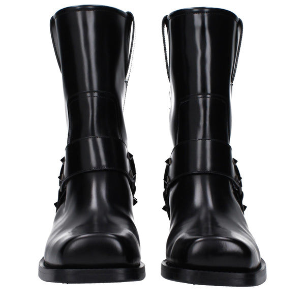 Schwarze Lederstiefeletten