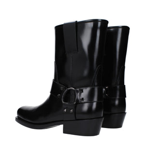 Schwarze Lederstiefeletten