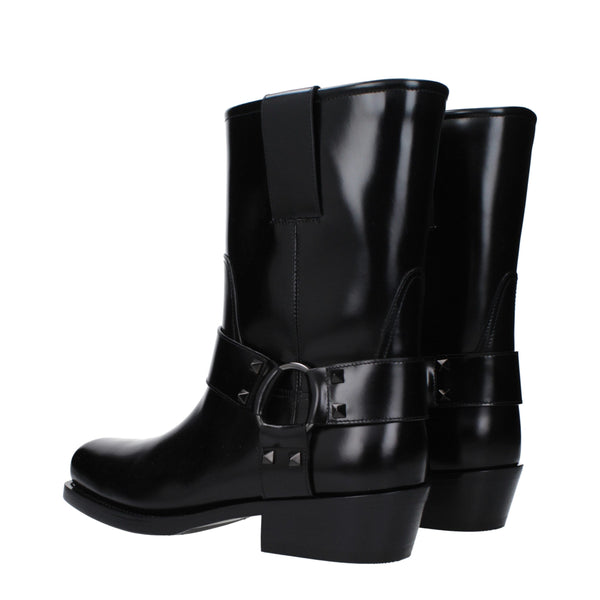 Schwarze Lederstiefeletten