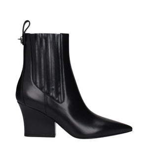Schwarze Lederstiefeletten