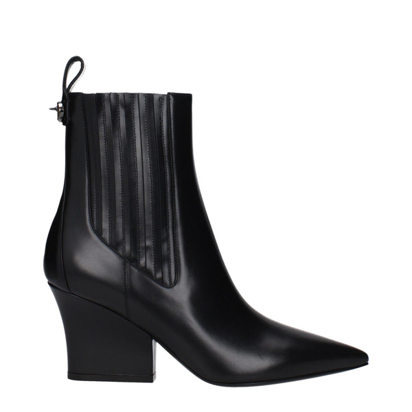 Schwarze Lederstiefeletten