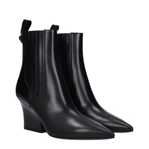 Schwarze Lederstiefeletten