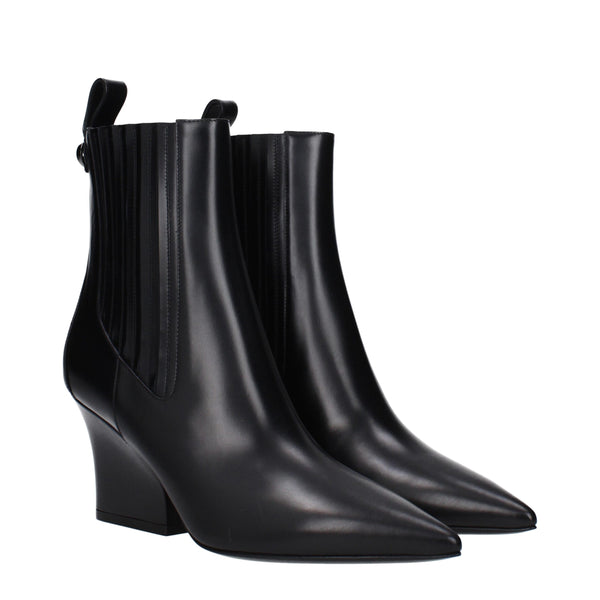 Schwarze Lederstiefeletten