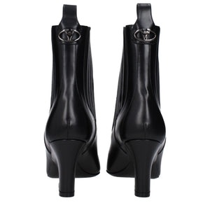 Schwarze Lederstiefeletten