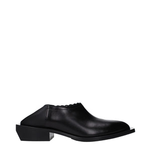 Schwarze Leder Pantoletten