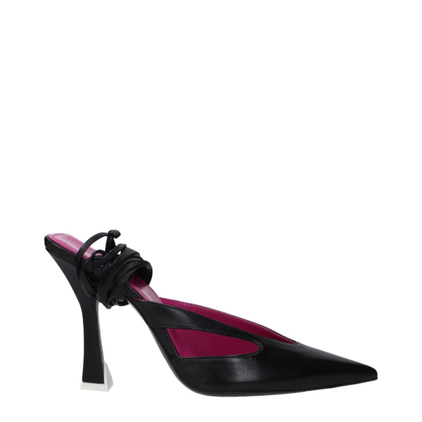 Schwarze Leder-Stilettos mit Absatz