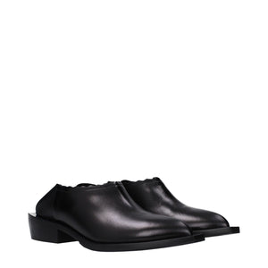 Schwarze Leder Pantoletten