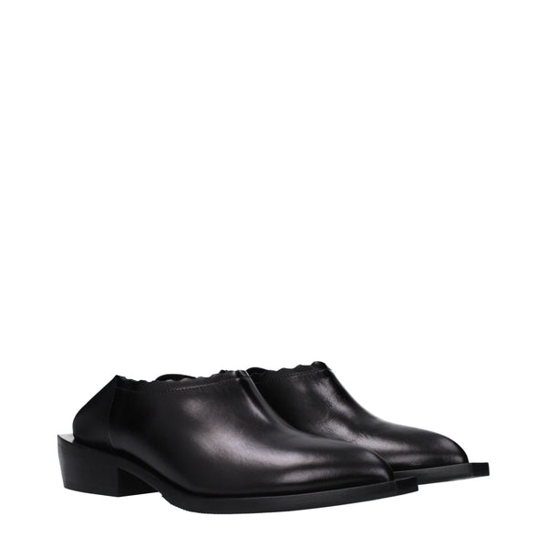 Schwarze Leder Pantoletten