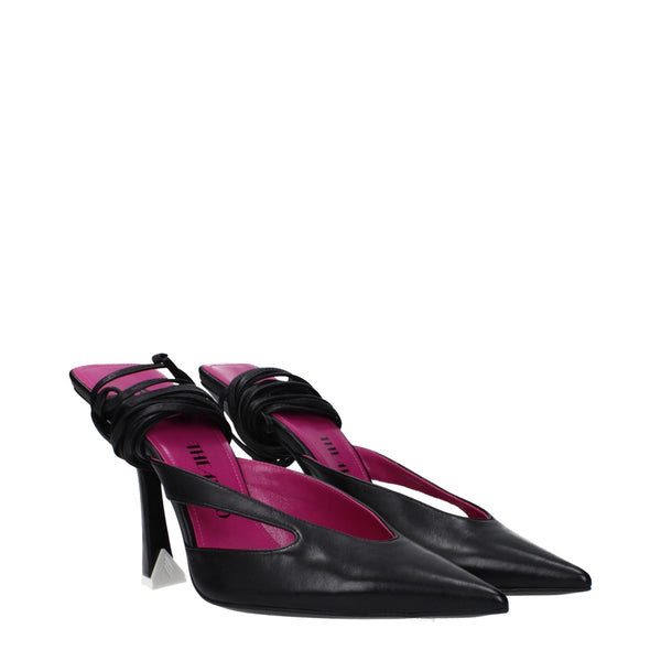 Schwarze Leder-Stilettos mit Absatz