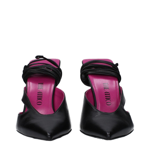Schwarze Leder-Stilettos mit Absatz