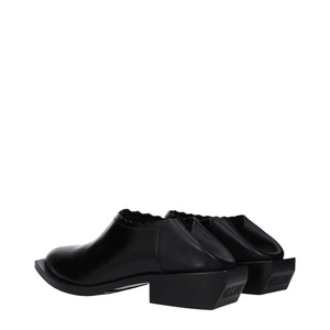 Schwarze Leder Pantoletten