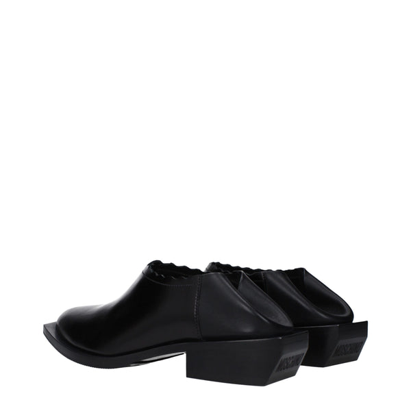 Schwarze Leder Pantoletten