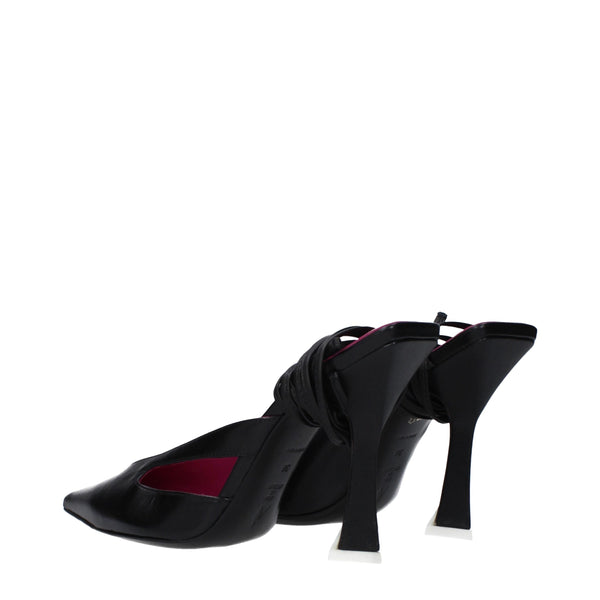 Schwarze Leder-Stilettos mit Absatz