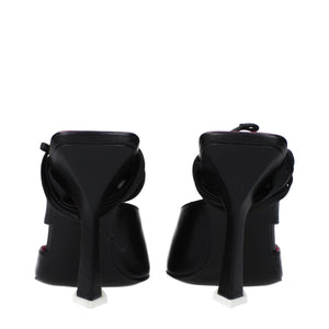Schwarze Leder-Stilettos mit Absatz