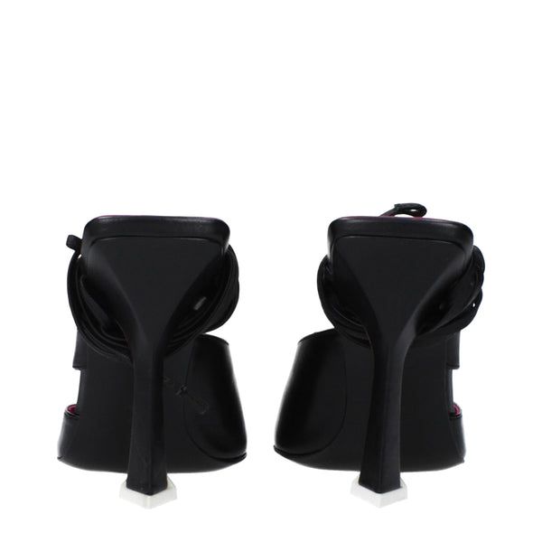 Schwarze Leder-Stilettos mit Absatz