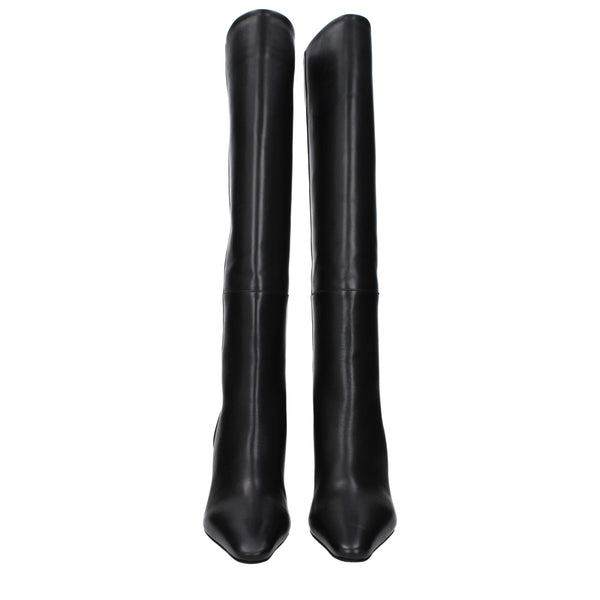 Schwarze Lederstiefel mit hohem Absatz