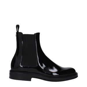 Schwarze Lederstiefeletten