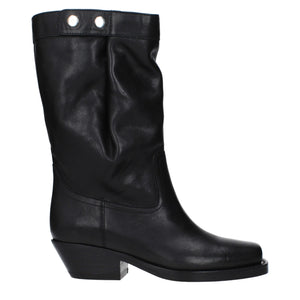 Schwarze Lederstiefeletten