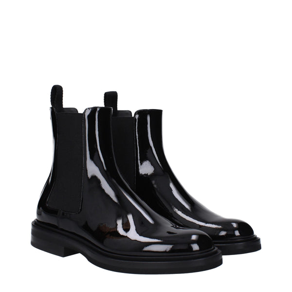 Schwarze Lederstiefeletten