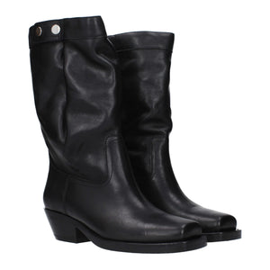 Schwarze Lederstiefeletten