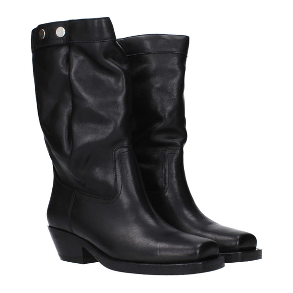 Schwarze Lederstiefeletten