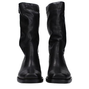 Schwarze Lederstiefeletten