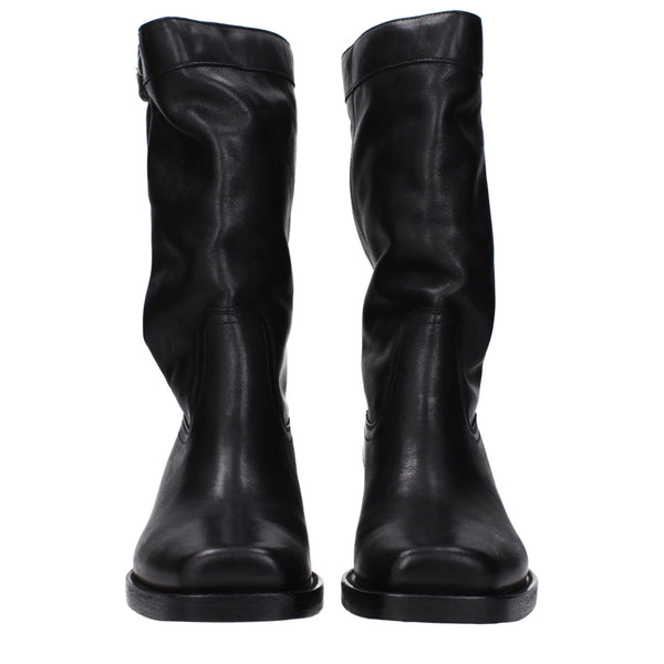 Schwarze Lederstiefeletten