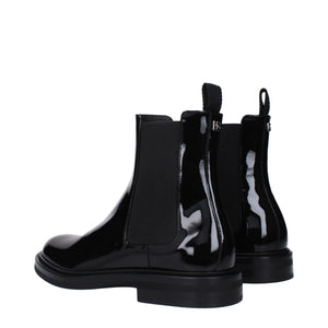 Schwarze Lederstiefeletten