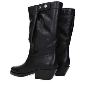 Schwarze Lederstiefeletten