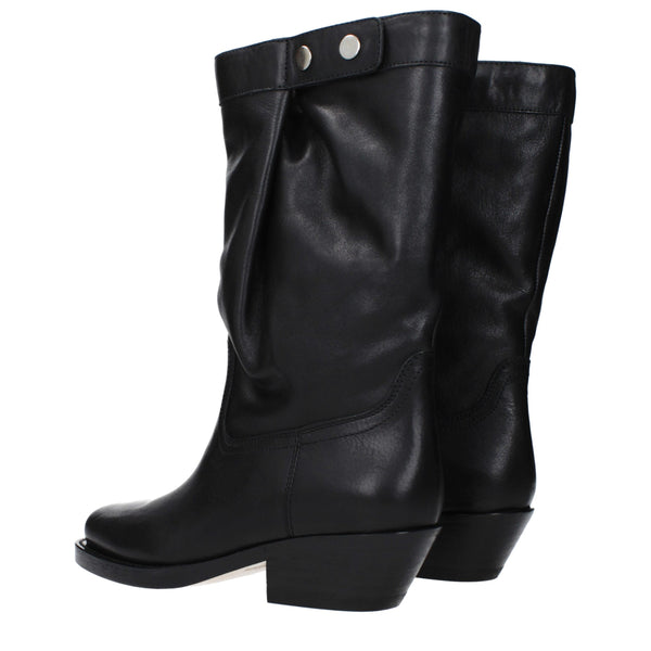 Schwarze Lederstiefeletten