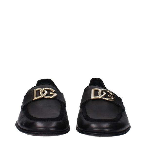 Schwarze Leder Slipper