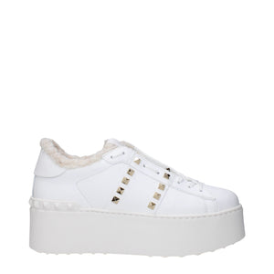 Weiße Leder Plateau Turnschuhe