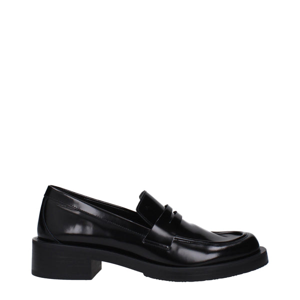 Schwarze Leder Slipper