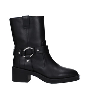 Schwarze Lederstiefeletten