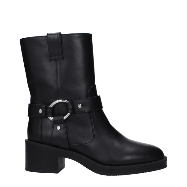 Schwarze Lederstiefeletten